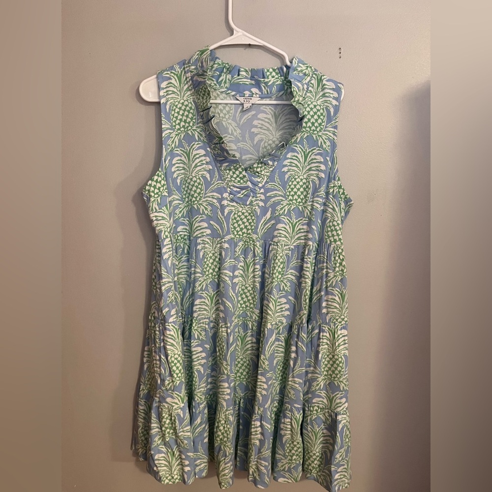 Crown & Ivy Blue and Green Sleeveless Dress